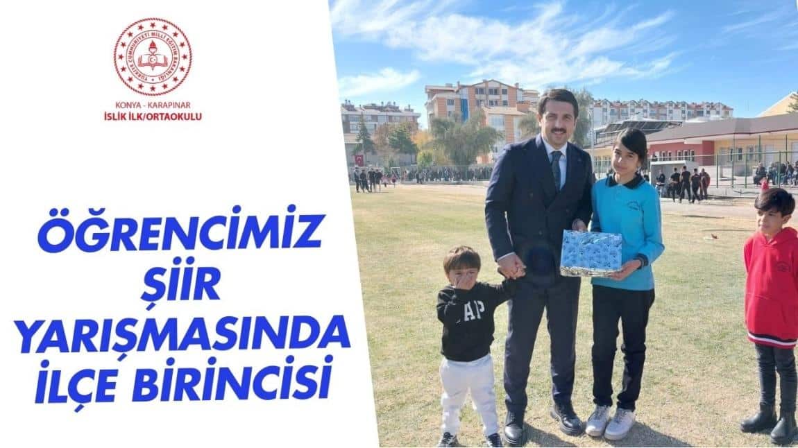 ÖĞRENCİMİZ 29 EKİM CUMHURİYET BAYRAMI KONULU ŞİİR YARIŞMASINDA İLÇE BİRİNCİSİ OLDU